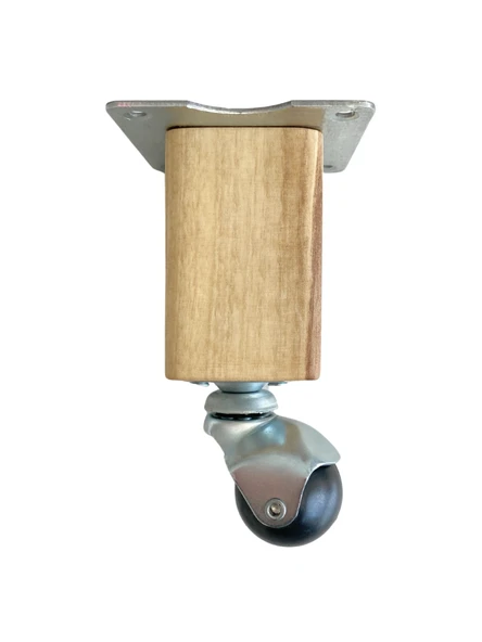 Kale Ahşap Top Tekerli Ayak Mobilya Masa Dolap Tekerli Ayağı(FRENSİZ)(12CM - 15CM)(CEVİZ AĞACI) Açık Ceviz 12cm 12cm - 4 ADET - Resim 2