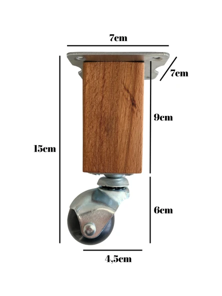 Kale Ahşap Top Tekerli Ayak Mobilya Masa Dolap Tekerli Ayağı(FRENSİZ)(12CM - 15CM)(KAYIN AĞACI) Ahşap Rengi 15cm 15cm - 1 ADET - Resim 5
