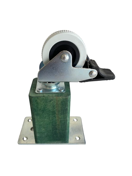Kale Ahşap Tekerli Ayak Mobilya Masa ve Dolap Tekerli Ayağı(FRENLİ)(12CM-15CM)(KAYIN/GÜRGEN AĞACI) Yeşil 12cm FRENLİ 12cm - 2 ADET - 3