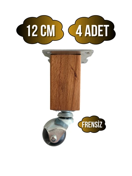 Kale Ahşap Top Tekerli Ayak Mobilya Masa Dolap Tekerli Ayağı(FRENSİZ)(12CM - 15CM)(KAYIN AĞACI) Ahşap Rengi 12cm 12cm - 4 ADET ürün görseli