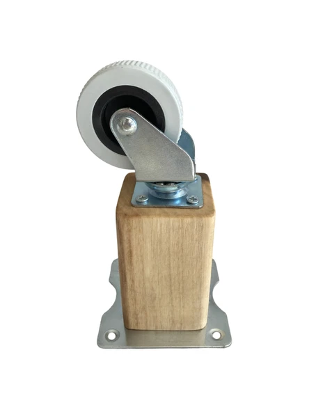 Kale Ahşap Tekerli Ayak Mobilya Masa Dolap Tekerli Ayağı(FRENSİZ)(12CM - 15CM)(CEVİZ AĞACI) Açık Ceviz 12cm FRENSİZ 12cm - 2 ADET - Resim 3