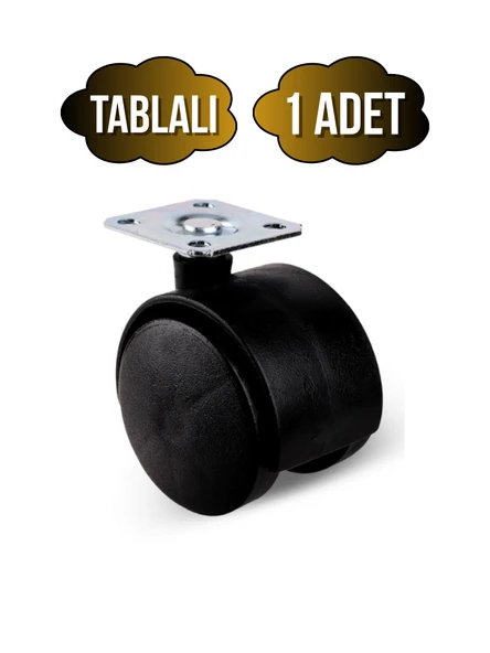 Düz Tablalı Tekerlek 50mm Masa Sehpa Dolap Tekeri(SİYAH)(50MM) Siyah SİYAH - 1 ADET ürün görseli