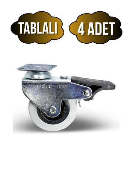 Düz Tabla Frenli Lüks Masa Tekeri Sehpa Tekeri(FRENLİ)(KROM - GRİ)(7CM)(TEKER ÖLÇÜ:50x20MM) Gri GRİ - 4 ADET ürün görseli