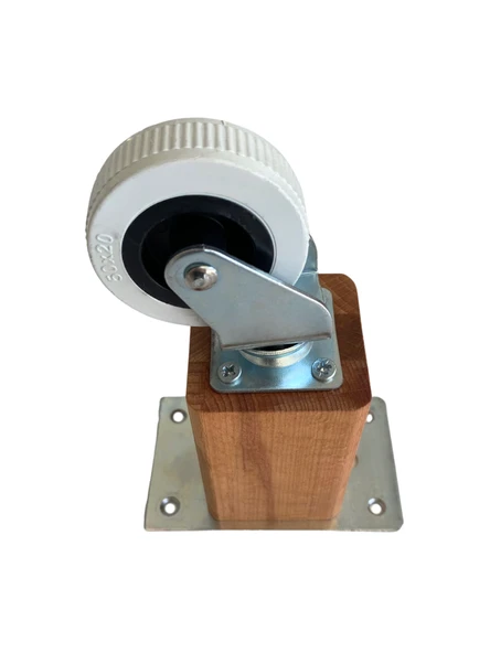 Kale Ahşap Tekerli Ayak Mobilya Masa ve Dolap Tekerli Ayağı(FRENSİZ)(12CM-15CM)(KAYIN/GÜRGEN AĞACI) Ahşap Rengi 12cm FRENSİZ 12cm - 1 ADET - Resim 4