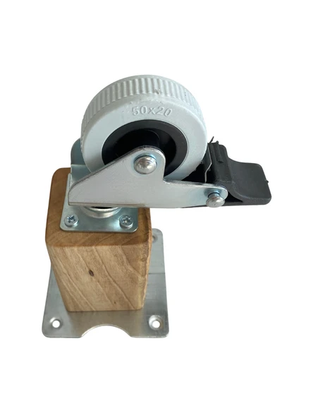 Kale Ahşap Tekerli Ayak Mobilya Masa Dolap Tekerli Ayağı(FRENLİ)(12CM - 15CM)(CEVİZ AĞACI) Açık Ceviz 15cm FRENLİ 15cm - 2 ADET - Resim 4