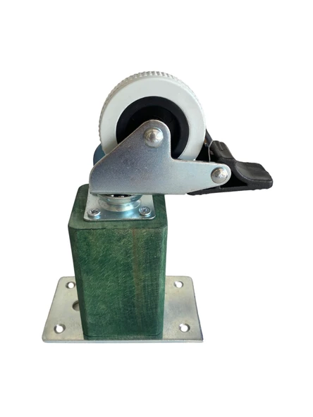 Kale Ahşap Tekerli Ayak Mobilya Masa ve Dolap Tekerli Ayağı(FRENLİ)(12CM-15CM)(KAYIN/GÜRGEN AĞACI) Yeşil 12cm FRENLİ 12cm - 1 ADET - 3