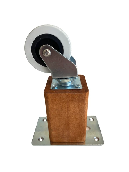 Kale Ahşap Tekerli Ayak Mobilya Masa ve Dolap Tekerli Ayağı(FRENSİZ)(12CM-15CM)(KAYIN/GÜRGEN AĞACI) Ceviz 12cm FRENSİZ 12cm - 2 ADET - Resim 3