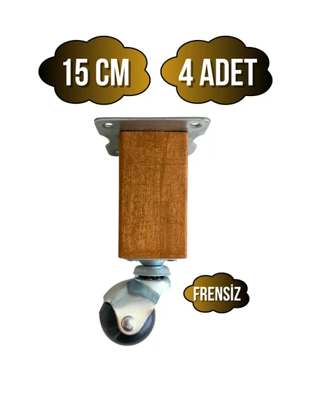 Kale Ahşap Top Tekerli Ayak Mobilya Masa Dolap Tekerli Ayağı(FRENSİZ)(12CM - 15CM)(KAYIN AĞACI) Ceviz 15cm 15cm - 4 ADET ürün görseli