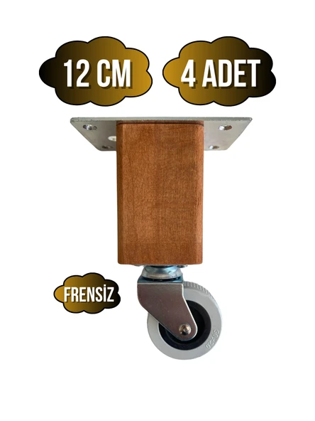 Kale Ahşap Tekerli Ayak Mobilya Masa ve Dolap Tekerli Ayağı(FRENSİZ)(12CM-15CM)(KAYIN/GÜRGEN AĞACI) Ceviz 12cm FRENSİZ 12cm - 4 ADET ürün görseli