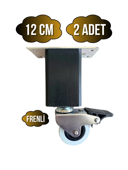 Kale Ahşap Tekerli Ayak Mobilya Masa ve Dolap Tekerli Ayağı(FRENLİ)(12CM-15CM)(KAYIN/GÜRGEN AĞACI) Antrasit 12cm FRENLİ 12cm - 2 ADET ürün görseli