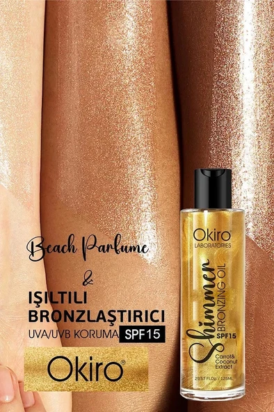 Okiro Shimmer Spf 15 E Vitaminli Besleyici Işıltılı Bronzlaştırıcı Yağ 125 ml. - 4
