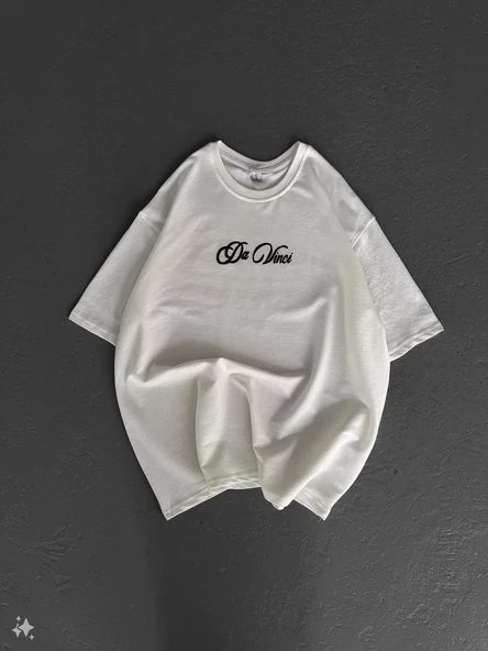 Unisex Baskılı Oversize T-Shirt - Beyaz - Resim 4