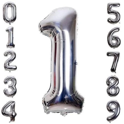 Gümüş Rengi Folyo Rakam Balon 1 Metre - Resim 3