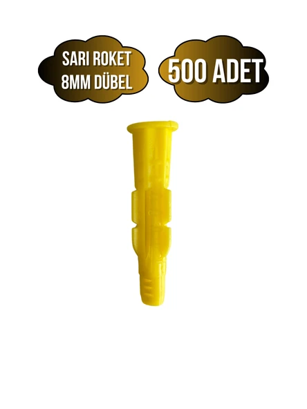 Roket Sarı 8mm Dübel Beton Tuğla Briket Dubeli(8MM)(SARI)(ROKET) Sarı 8mm SARI - 500 ADET ürün görseli