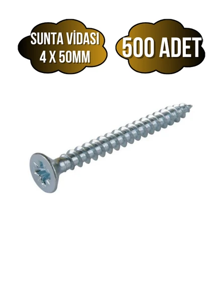 Sunta Vidası 4x50mm Çinko Ahşap MDF Montaj Vidası(4X50MM) 500 ADET ürün görseli