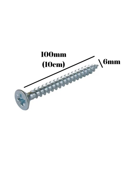 Sunta Vidası 6x100mm Çinko Ahşap MDF Montaj Vidası(6X100MM) 25 ADET - Resim 5