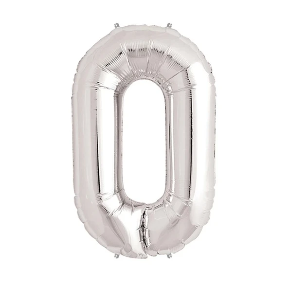 Gümüş Rengi Folyo Rakam Balon 1 Metre ürün görseli