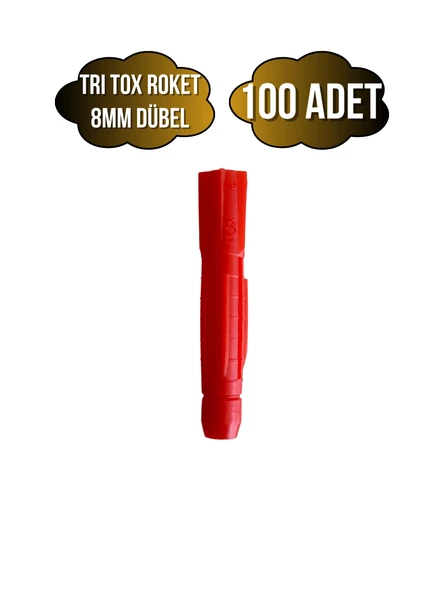 Tri Tox Roket Kırmızı 8mm Dübel Beton Tuğla Briket Dubeli(8MM)(KIRMIZI)(ROKET) Kırmızı 8mm KIRMIZI - 100 ADET ürün görseli