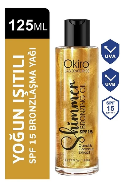 Okiro Shimmer Spf 15 E Vitaminli Besleyici Işıltılı Bronzlaştırıcı Yağ 125 ml. - 2