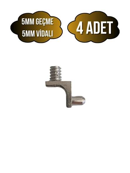 Metal 5mm Vidalı ve Geçme Raf Pimi Dolap Raf Altı Pimi(5MM)(METAL) Krom KROM - 4 ADET ürün görseli