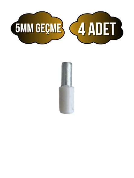 Metal Beyaz 5mm Geçme Raf Pimi Dolap Raf Altı Pimi(5MM)(METAL)(BEYAZ) Beyaz BEYAZ - 4 ADET - 1