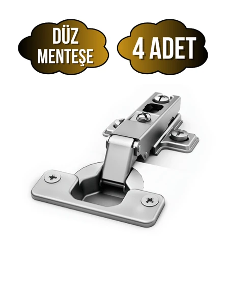 Düz Dolap Kapak Menteşesi Tas Menteşe(DÜZ MENTEŞE) DÜZ - 4 ADET - 1