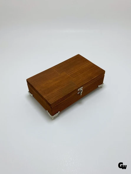 Doğal Ahşap Takı Kutusu Ahşap Saklama Kutusu(BEYAZ ÇAM)(CEVİZ)(BOY:20CM EN:12CM Yük:6CM) Ceviz BOY:20cm EN:12cm YÜK:6cm - 2