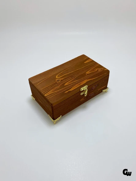 Doğal Ahşap Takı Kutusu Ahşap Saklama Kutusu(BEYAZ ÇAM)(CEVİZ)(BOY:20CM EN:12CM Yük:8CM) Ceviz BOY:20cm EN:12cm YÜK:8cm - 2