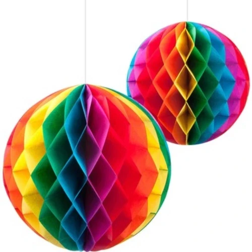 Rengarenk Kağıt Süs Fener 30 cm 1 adet - Resim 3