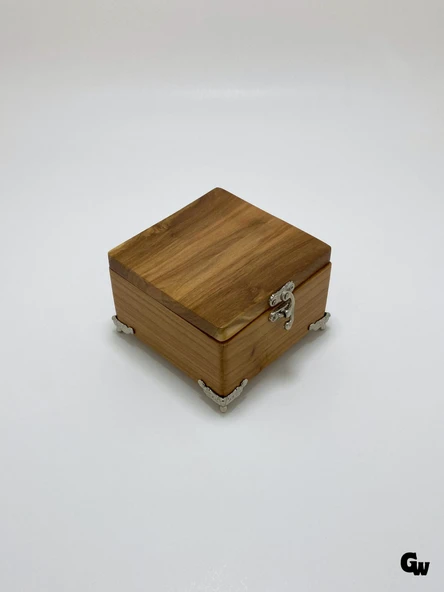 Doğal Ahşap Takı Kutusu Ahşap Saklama Kutusu(KİRAZ AĞACI)(BOY:12CM EN:12CM Yük:8CM) Ahşap Rengi BOY:12cm EN:12cm YÜK:8cm - 2