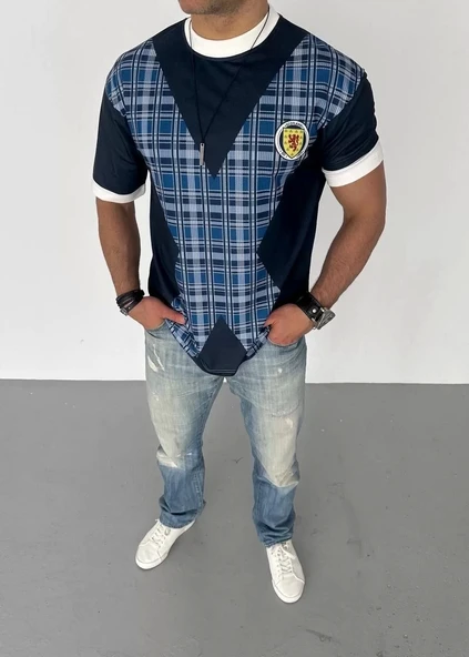 Unisex Bisiklet Yaka Baskılı Oversize T-Shirt - Siyah - Resim 2