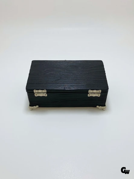 Doğal Ahşap Hareli Takı Kutusu Ahşap Saklama Kutusu(BEYAZ ÇAM)(ANTRASİT)(BOY:20CM EN:12CM Yük:8CM) Antrasit BOY:20cm EN:12cm YÜK:8cm - 6