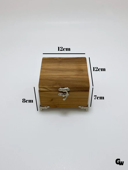Doğal Ahşap Takı Kutusu Ahşap Saklama Kutusu(KİRAZ AĞACI)(BOY:12CM EN:12CM Yük:8CM) Ahşap Rengi BOY:12cm EN:12cm YÜK:8cm - 5