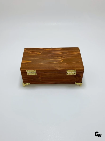 Doğal Ahşap Takı Kutusu Ahşap Saklama Kutusu(BEYAZ ÇAM)(CEVİZ)(BOY:20CM EN:12CM Yük:8CM) Ceviz BOY:20cm EN:12cm YÜK:8cm - 6