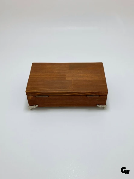 Doğal Ahşap Takı Kutusu Ahşap Saklama Kutusu(BEYAZ ÇAM)(CEVİZ)(BOY:20CM EN:12CM Yük:6CM) Ceviz BOY:20cm EN:12cm YÜK:6cm - 6