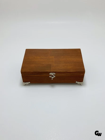 Doğal Ahşap Takı Kutusu Ahşap Saklama Kutusu(BEYAZ ÇAM)(CEVİZ)(BOY:20CM EN:12CM Yük:6CM) Ceviz BOY:20cm EN:12cm YÜK:6cm - 4