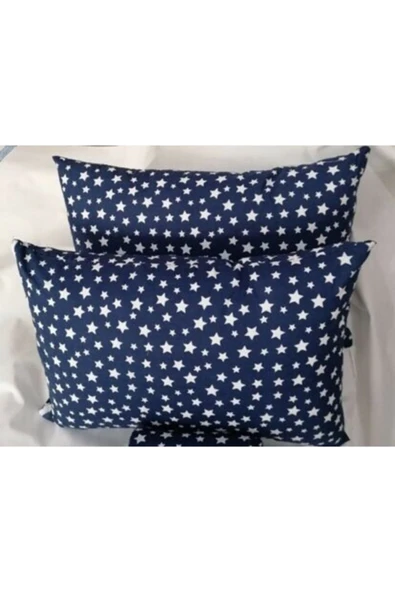 mer-tim ezberbozan ev tekstili Mer-tim Pamuklu Ranforce 2'li 50x70 Lacivert Yıldız Desenli Yastık Kılıfı ürün görseli 1