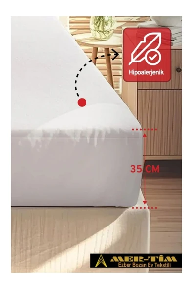 mer-tim ezberbozan ev tekstili Mer-Tim Fitted Lastikli Tek Kişilik ve Çift Kişilik Sıvı Geçirmez Yatak Koruyucu Yatak Alezi - Resim 3