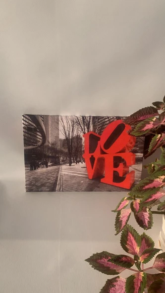 Cadde'de Kırmızıyla Yazılı Love Natürel Tasarım Ahşap Çerçeve Ev İşyeri Ofis Duvar Kanvas Tablo SBK4 - Resim 7