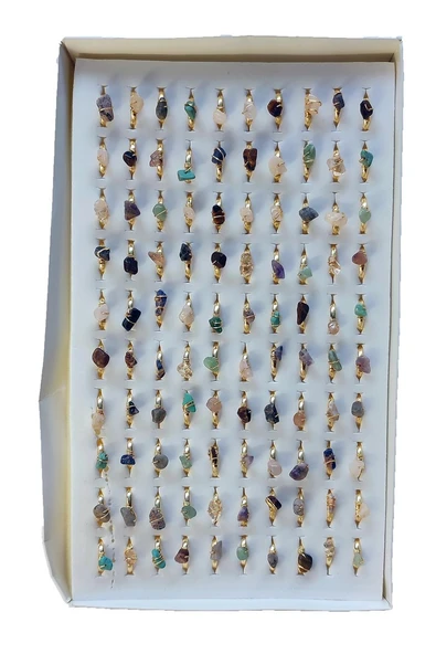 Altın Renk Doğal Taş Zirkon Yüzük Ayarlanabilir Karışıktır, Her Parmağa Uygun - Resim 4