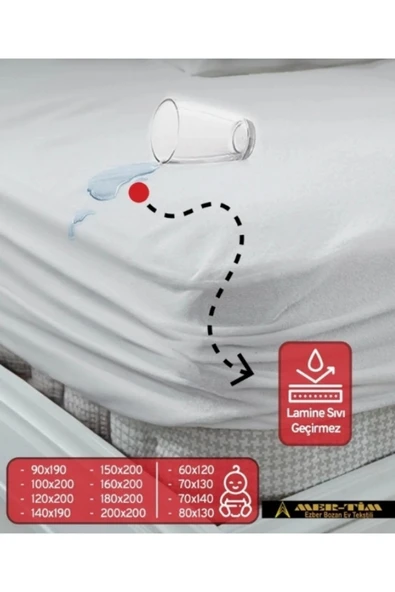mer-tim ezberbozan ev tekstili Mer-Tim Fitted Lastikli Tek Kişilik ve Çift Kişilik Sıvı Geçirmez Yatak Koruyucu Yatak Alezi ürün görseli