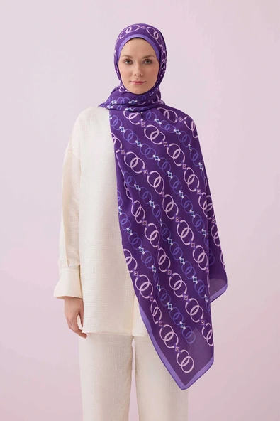 İmannoor Baklava Noor Floş Viskon Şal MOR - PURPLE 242 3014 080 ürün görseli 1