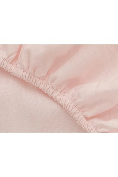 mer-tim ezberbozan ev tekstili Mer-tim Pamuklu Ranforce Çift Kişilik Jumbo Boy 200x200 Lastikli Çarşaf Takımı - Toz Pembe - Resim 2