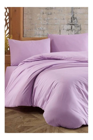 mer-tim ezberbozan ev tekstili Mer-tim Pamuklu Ranforce Tek Kişilik Nevresim Yorgan Kılıfı Lila 160x220 ürün görseli