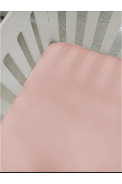 mer-tim ezberbozan ev tekstili 70x130 Lastikli Ranforce Bebek Çarşaf Takımı - Toz Pembe - 1