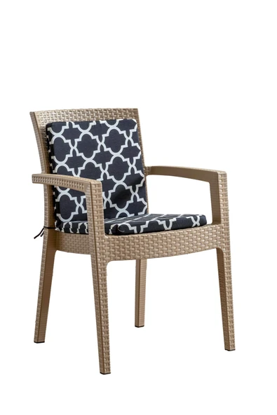 mer-tim ezberbozan ev tekstili Mer-Tim Bahçe Balkon Salon Siyah Beyaz Desenli Sandalye Minderi 1 Adet (Arkalıklı) ürün görseli 1