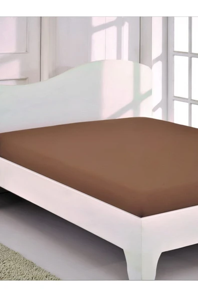 mer-tim ezberbozan ev tekstili Mer-tim Çift Kişilik Ara Ölçü Kahverengi Penye Lastikli Çarşaf - 140 X 190 ürün görseli 1