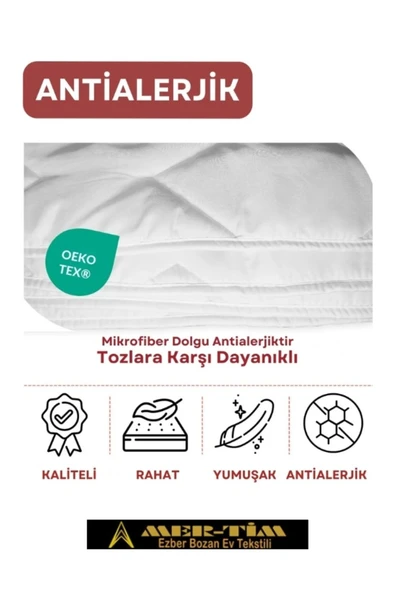 mer-tim ezberbozan ev tekstili Mer-tim Microfiber Antialerjik 350 Gr/m2 Çift Kişilik Yorgan 195 X 215 (YASTIK KILIFI HEDİYELİ) - 4