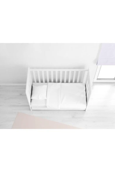mer-tim ezberbozan ev tekstili 80x130 Lastikli Ranforce Bebek Çarşaf Takımı - Beyaz - 1