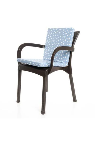 mer-tim ezberbozan ev tekstili Mer-tim Bahçe Balkon Salon Mavi Yıldız Desenli Sandalye Minderi 4'lü - Resim 2